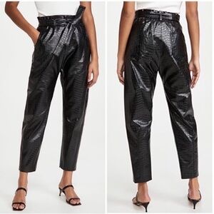 New! Amanda Uprichard Croc-Embossed Faux Leather Beekman Pants 🖤 XS